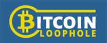 robot bitcoin loophole yellow white blue logo