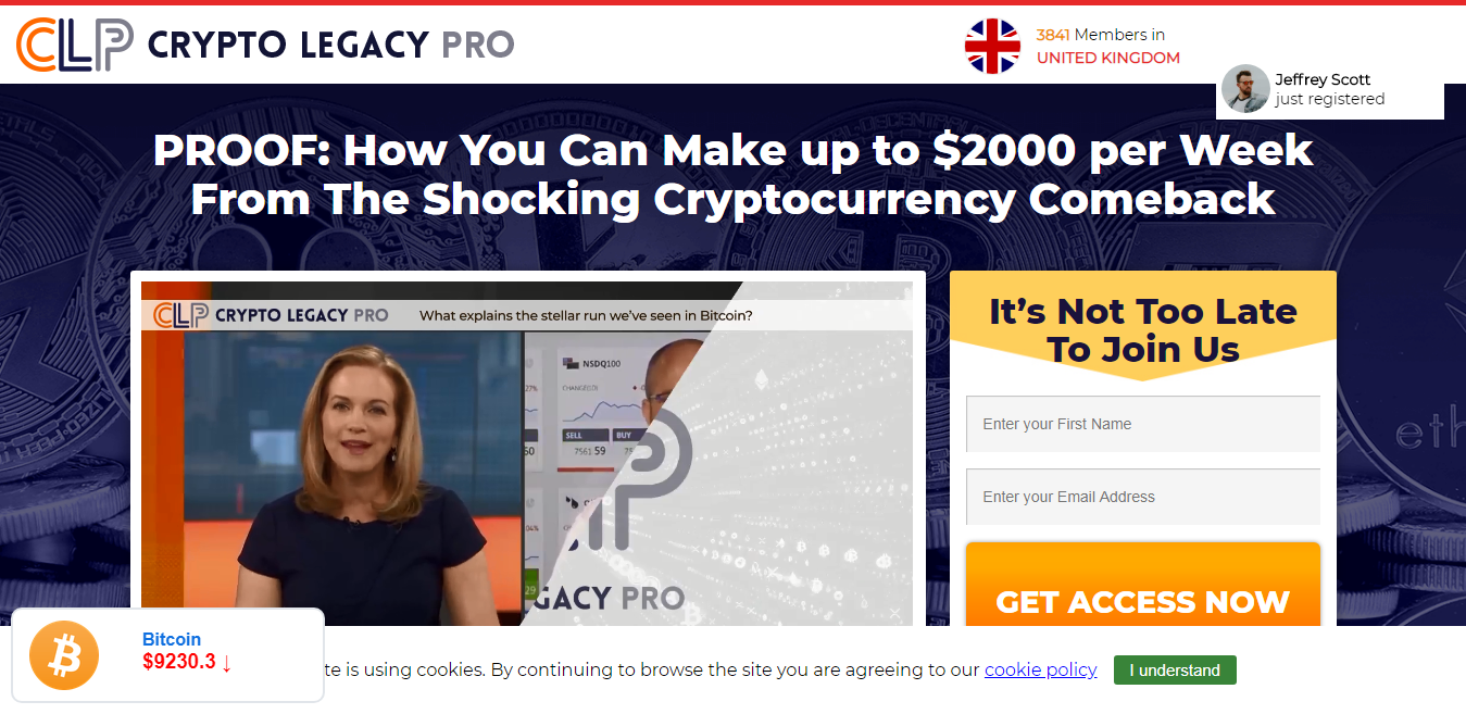 strona crypto legacy pro film promocyjny okno logowania