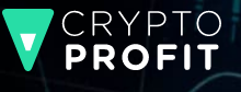 crypto profit cyjanowo białe logo na czarnym tle