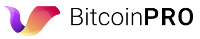 bitcoin pro kolorowa grafika czarny napis