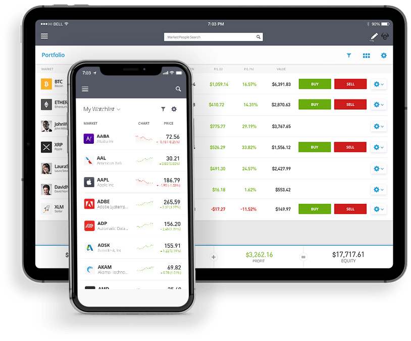 eToro Multiplattform - Handy und PC